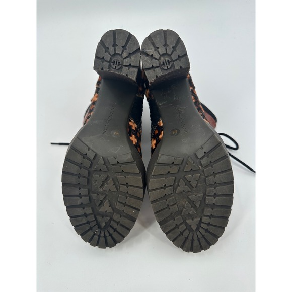 Womens Ankle Boots Brown Tan Plus Print Lace Up Heel Booties Size 8M - Picture 7 of 10